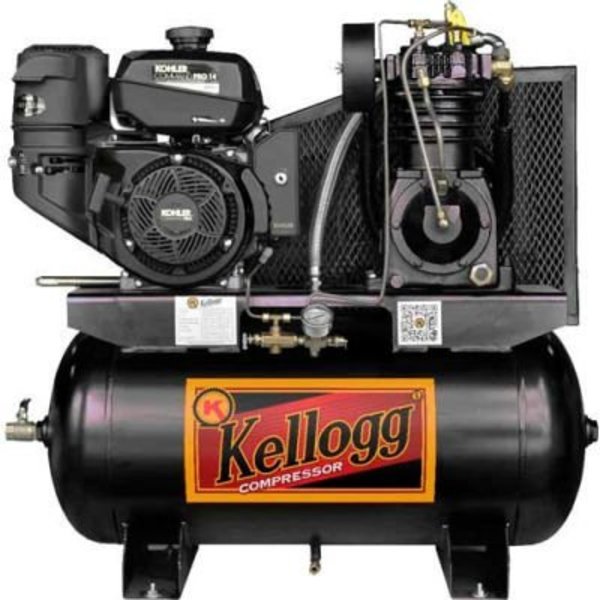 Kellogg Compressor Kellogg-American HD30GK14E-335, 14HP, Gas Comp, 30 Gal, 175 PSI, 27.9 CFM, Kohler, Elctric Startl L001132
